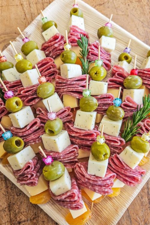 charcuterie board with skewers 