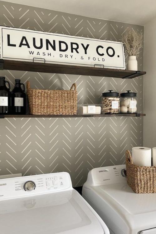 laundry room with supplies in glass jars