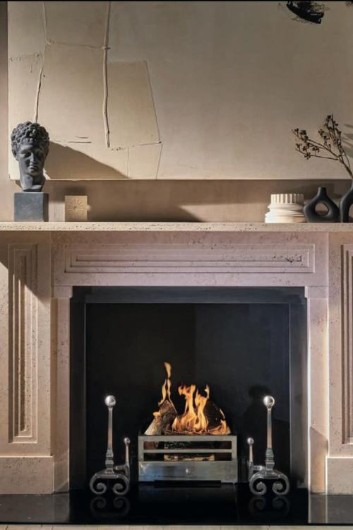 marble fireplace with stone mantel decor 