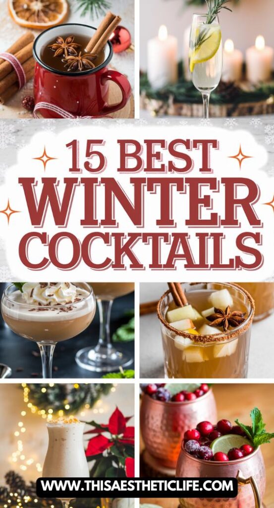 pinterest collage of winter cocktails