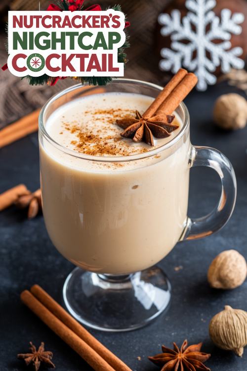 creamy hot beverage garnished with a star anise pod and cinnamon stick